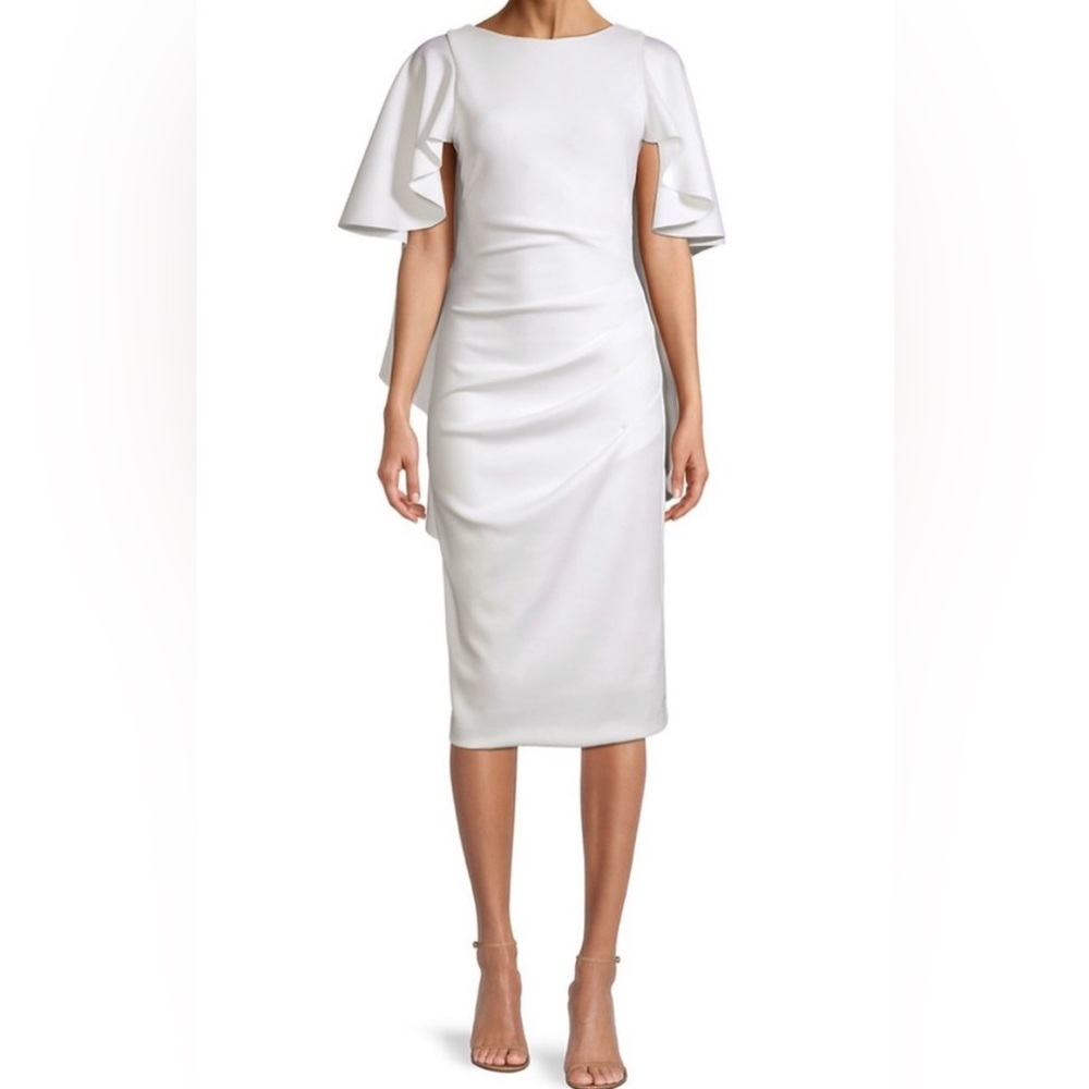 Black Halo Lotus Satin Cocktail Dress with Sleeves (size 4)